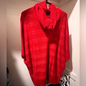 Vibrant Red Holiday swoop sweater